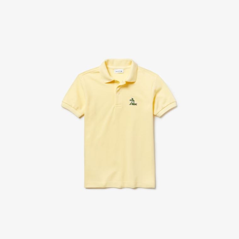 Lacoste Embroidered Bomulds Petit Piqué Polo Gul | edfRim0r