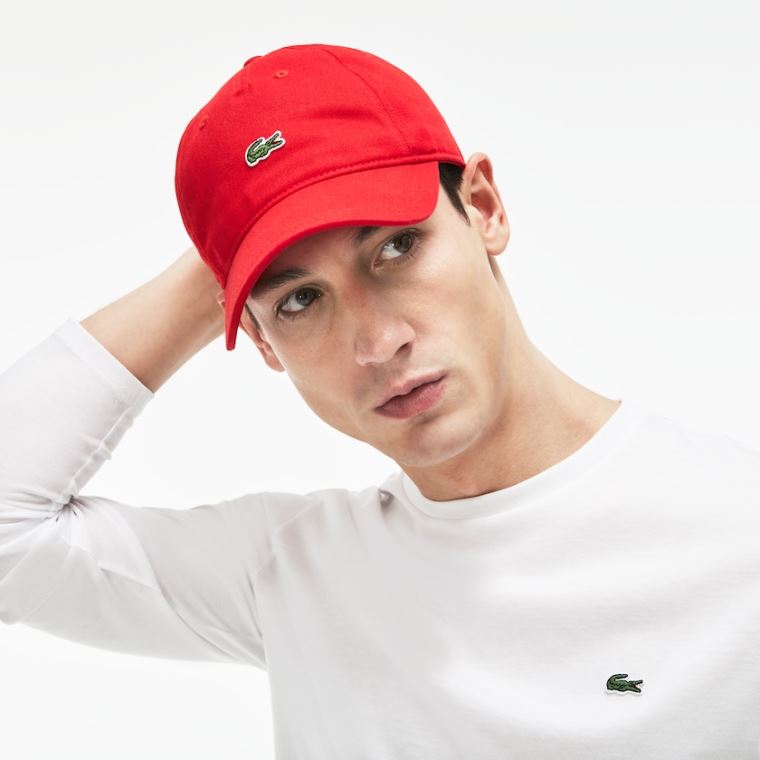 Lacoste Embroidered Crocodile Bomulds Cap Rød | IL3KCWrn