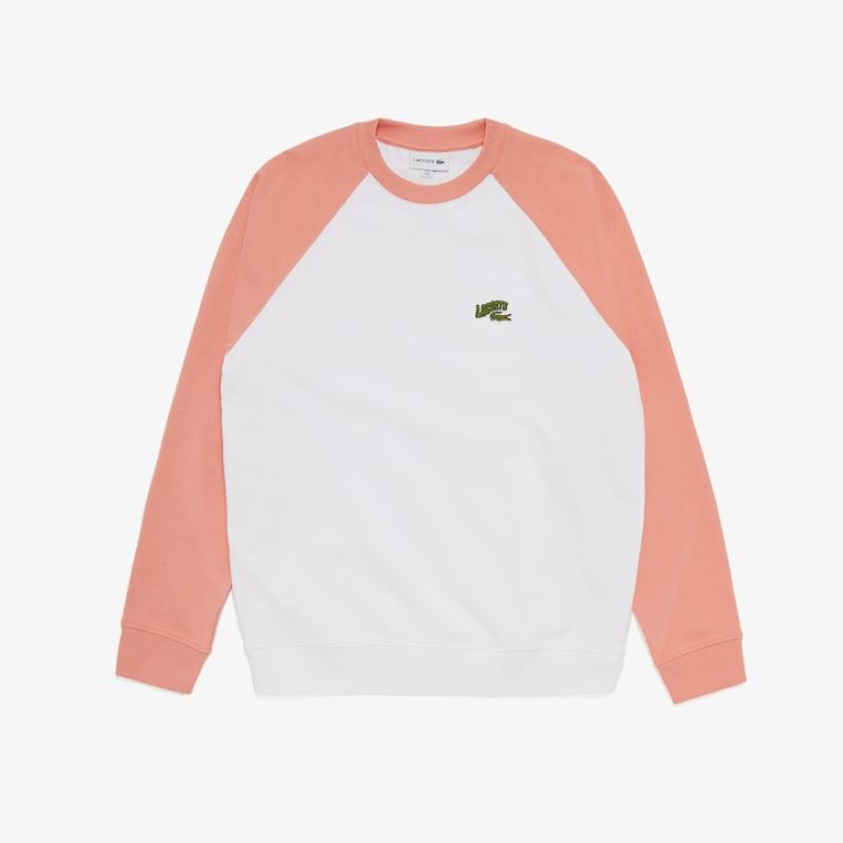 Lacoste Embroidered Logo Regular Fit Sweatshirt Hvide Lyserød | 3ELYghlf