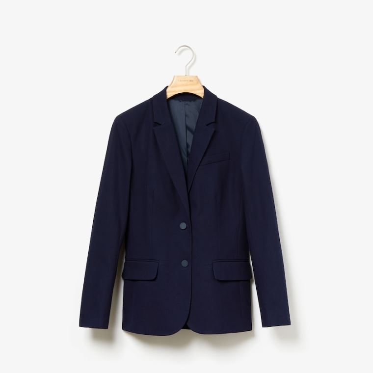 Lacoste Fitted Stretch Bomulds Blazer Mørkeblå Blå | 9rXXf8zq