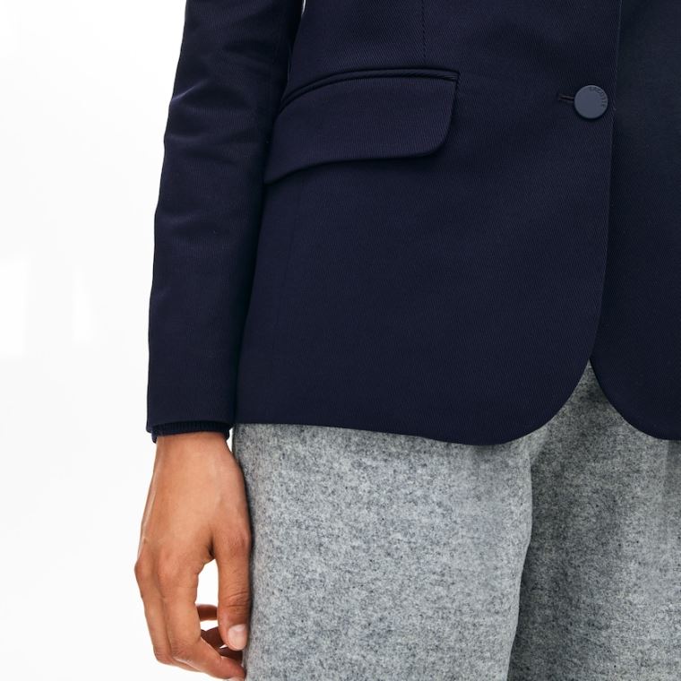 Lacoste Fitted Stretch Bomulds Blazer Mørkeblå Blå | 9rXXf8zq