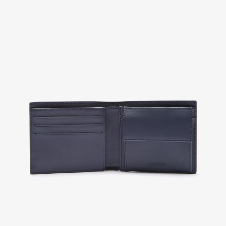 Lacoste Fitzgerald billfold in leather Mørkeblå | rZMD8Acw