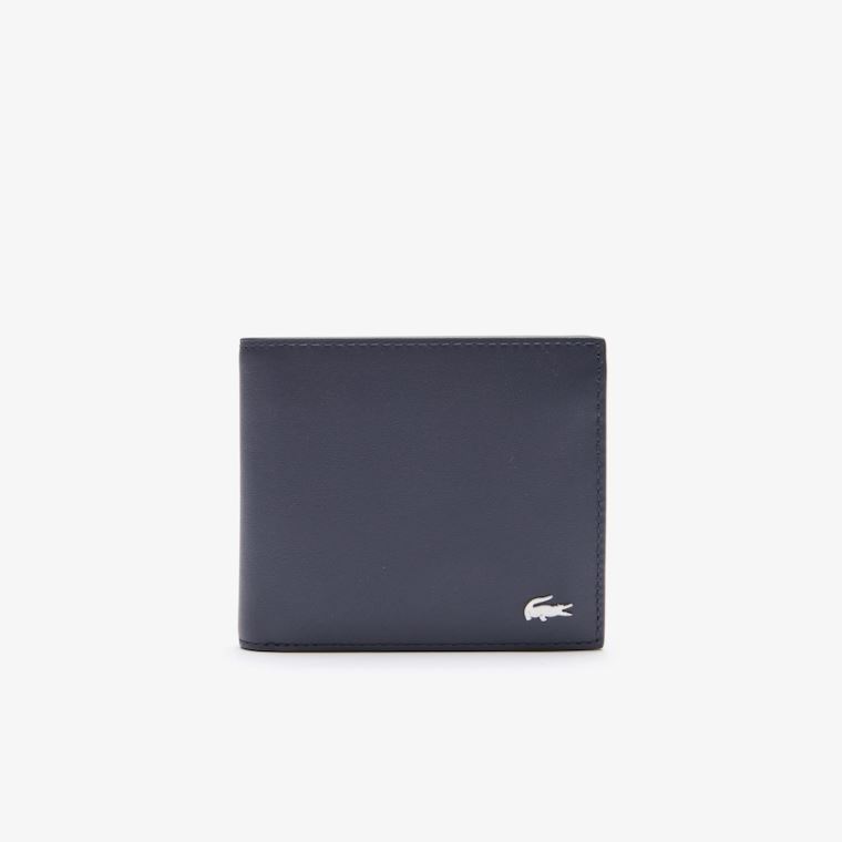 Lacoste Fitzgerald billfold in leather Mørkeblå | rZMD8Acw