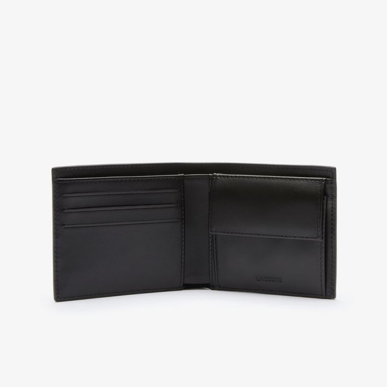 Lacoste Fitzgerald billfold in leather Sort | bDph3oRC