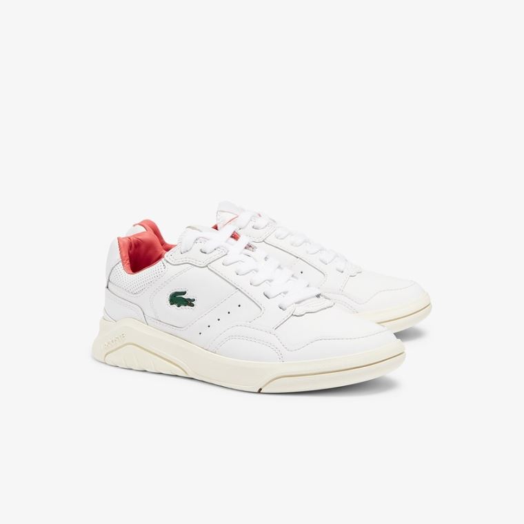 Lacoste Game Advance Luxe Læder Sneakers Hvide Beige | dU33F3KN