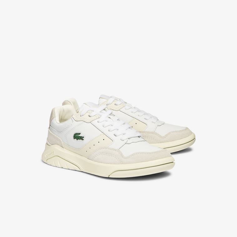 Lacoste Game Advance Luxe Læder and Ruskind Sneakers Hvide Grå | 2nGuTEKl