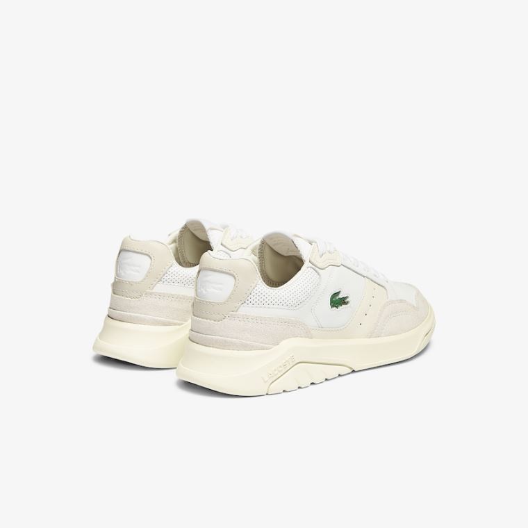 Lacoste Game Advance Luxe Læder and Ruskind Sneakers Hvide Grå | 2nGuTEKl