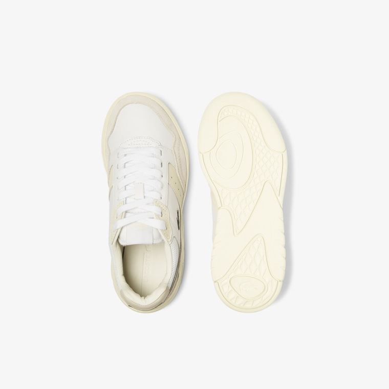 Lacoste Game Advance Luxe Læder and Ruskind Sneakers Hvide Grå | 2nGuTEKl