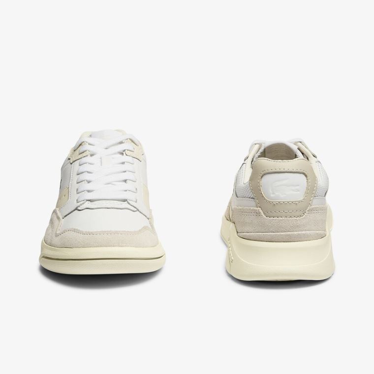 Lacoste Game Advance Luxe Læder and Ruskind Sneakers Hvide Grå | 2nGuTEKl