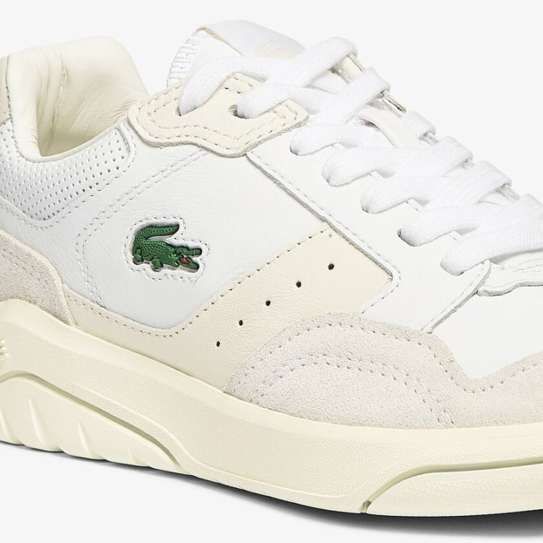 Lacoste Game Advance Luxe Læder and Ruskind Sneakers Hvide Grå | 2nGuTEKl