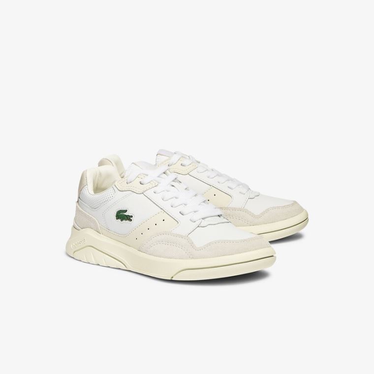 Lacoste Game Advance Luxe Læder and Ruskind Sneakers Hvide Hvide | T1OB1U1K