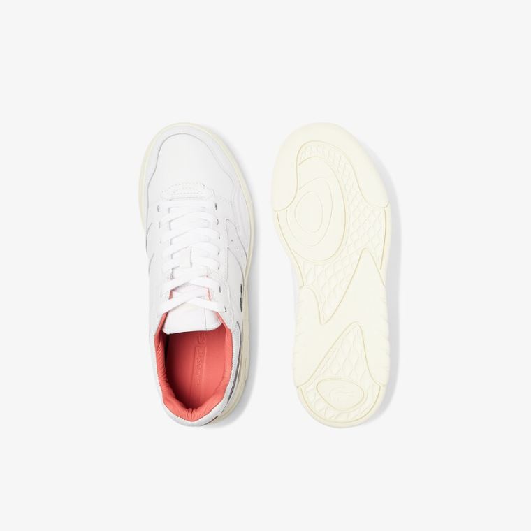 Lacoste Game Advance Luxe Læder and Syntetisk Sneakers Hvide Beige | oMhEOIXJ