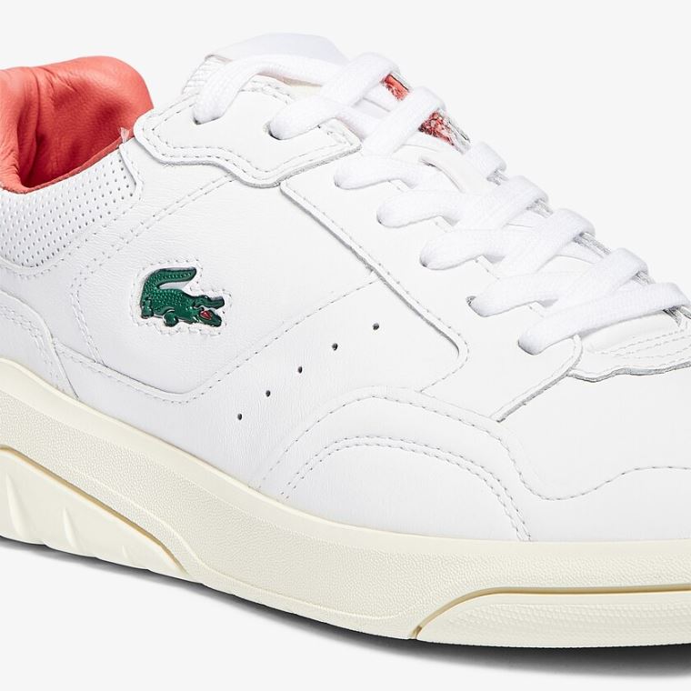 Lacoste Game Advance Luxe Læder and Syntetisk Sneakers Hvide Beige | oMhEOIXJ