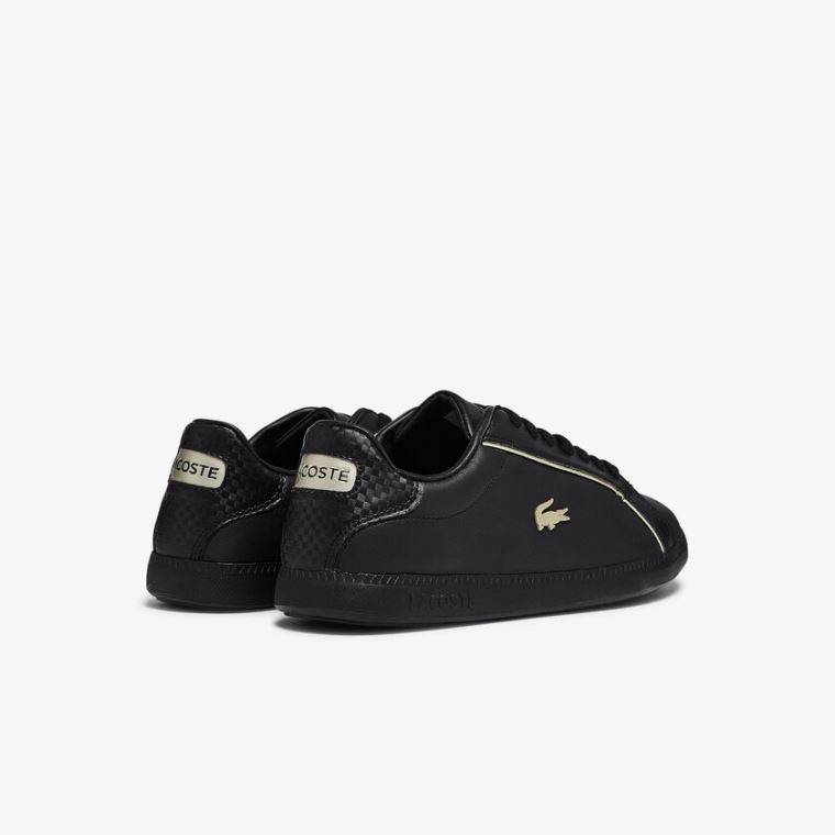 Lacoste Graduate Læder Metallic Detailing Sneakers Sort | SEai8NU5