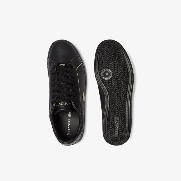 Lacoste Graduate Læder Metallic Detailing Sneakers Sort | SEai8NU5