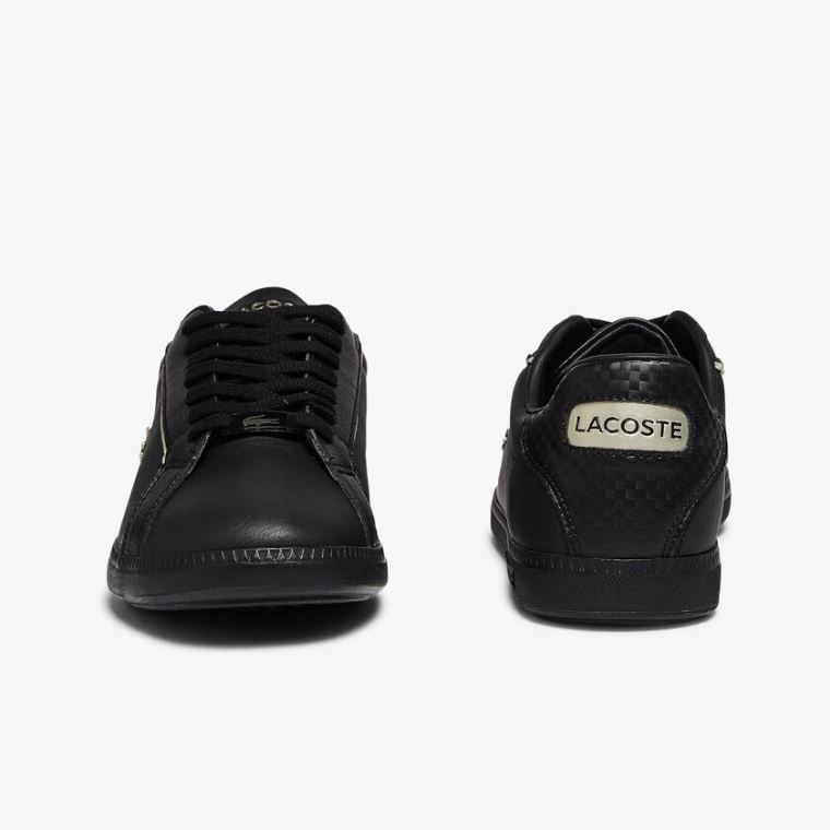 Lacoste Graduate Læder Metallic Detailing Sneakers Sort | SEai8NU5