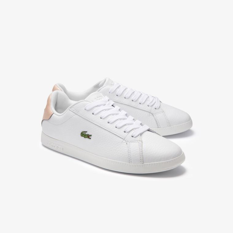 Lacoste Graduate Læder Sneakers Hvide Lyseorange | YjCtnORE