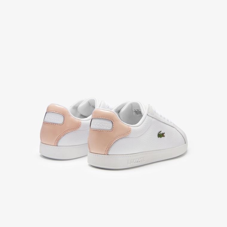 Lacoste Graduate Læder Sneakers Hvide Lyseorange | YjCtnORE