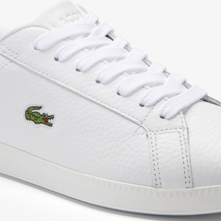 Lacoste Graduate Læder Sneakers Hvide Lyseorange | YjCtnORE