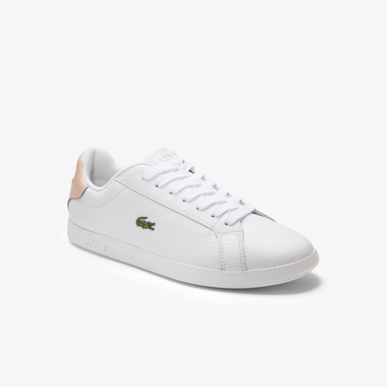 Lacoste Graduate Læder Sneakers Hvide Lyseorange | YjCtnORE