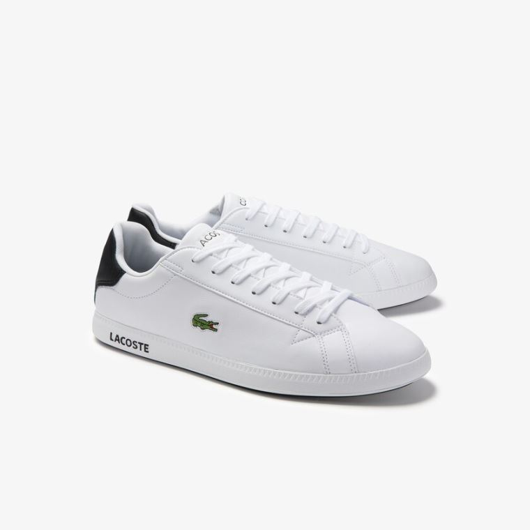 Lacoste Graduate Læder Sneakers Hvide Sort | RBDLKfVn