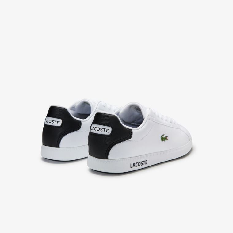 Lacoste Graduate Læder Sneakers Hvide Sort | RBDLKfVn