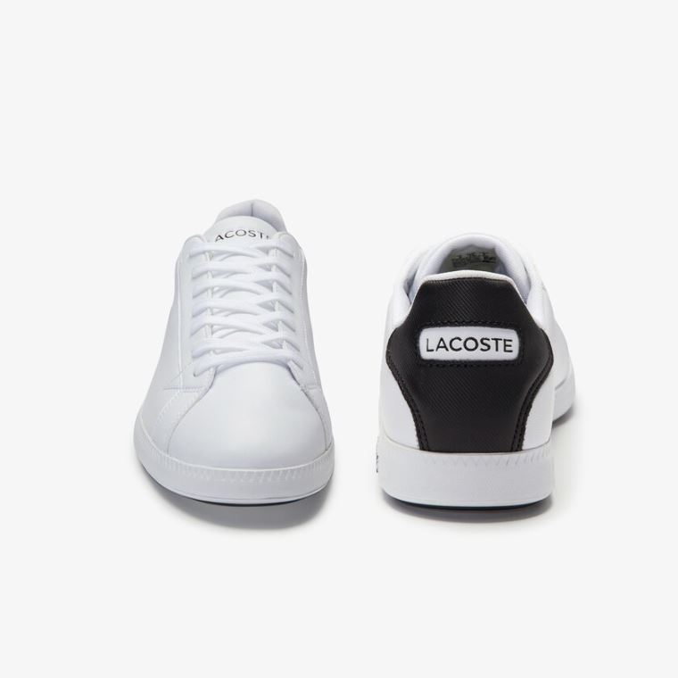 Lacoste Graduate Læder Sneakers Hvide Sort | RBDLKfVn