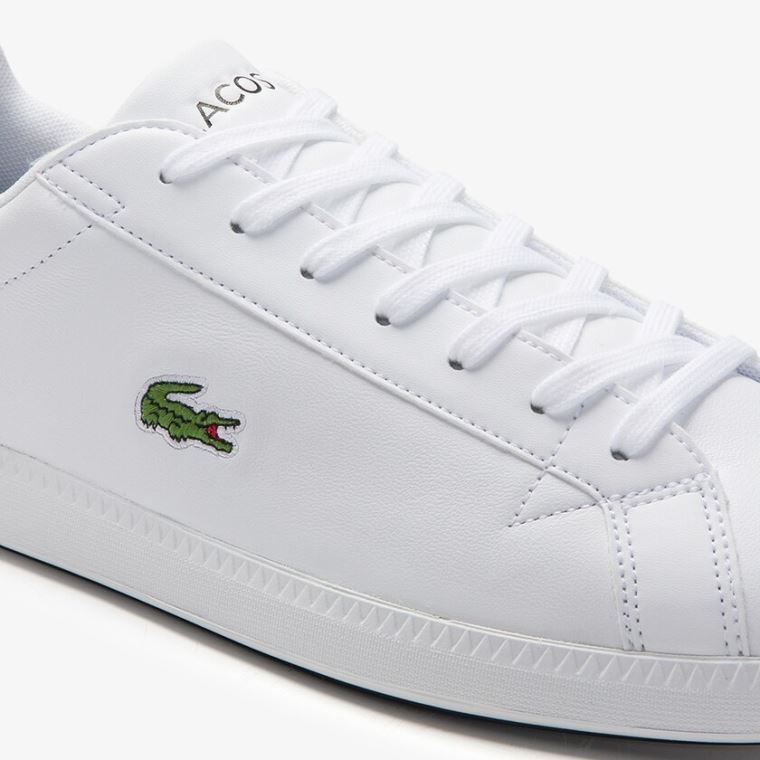 Lacoste Graduate Læder Sneakers Hvide Sort | RBDLKfVn