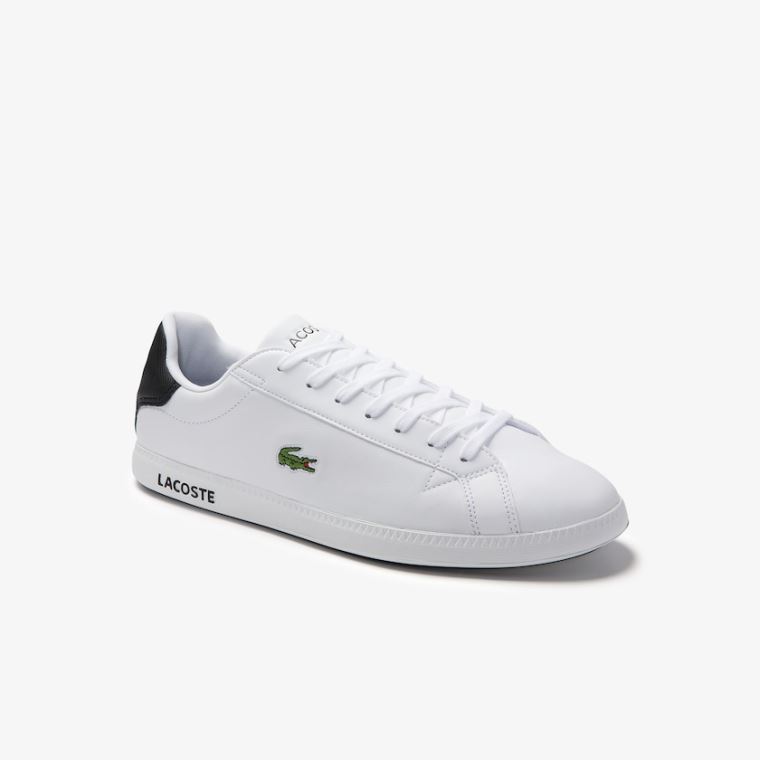 Lacoste Graduate Læder Sneakers Hvide Sort | RBDLKfVn