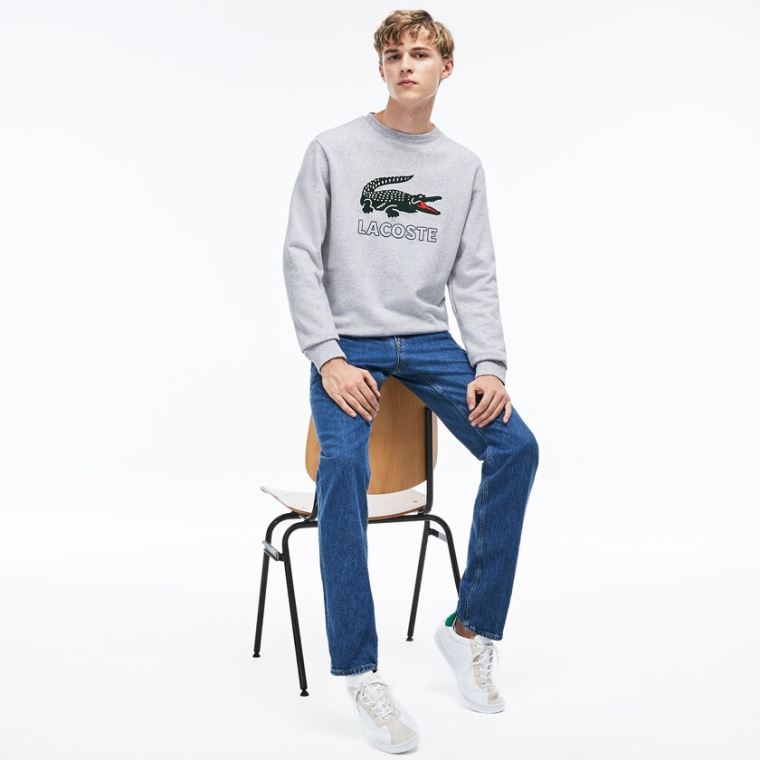 Lacoste Graphic Croc Sweatshirt Grå | GXLGIijI