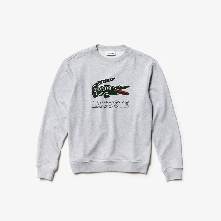 Lacoste Graphic Croc Sweatshirt Grå | GXLGIijI