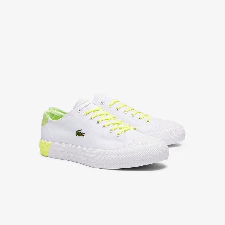 Lacoste Gripshot Canvas and Læder Plimsolls Hvide Lysegul | h78jy40v