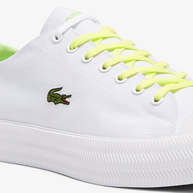 Lacoste Gripshot Canvas and Læder Plimsolls Hvide Lysegul | h78jy40v