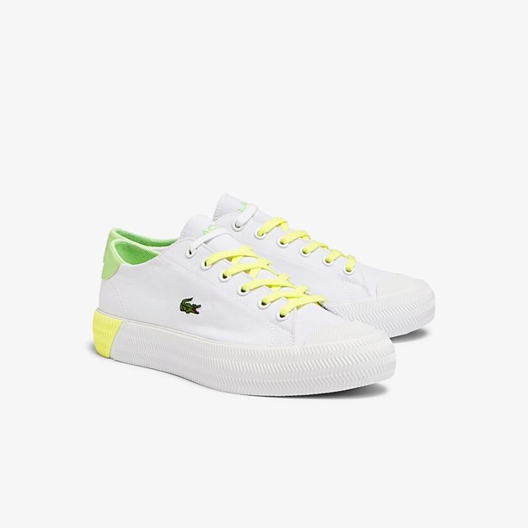 Lacoste Gripshot Canvas and Læder Sneakers Hvide Lysegul | 65xkgbW8