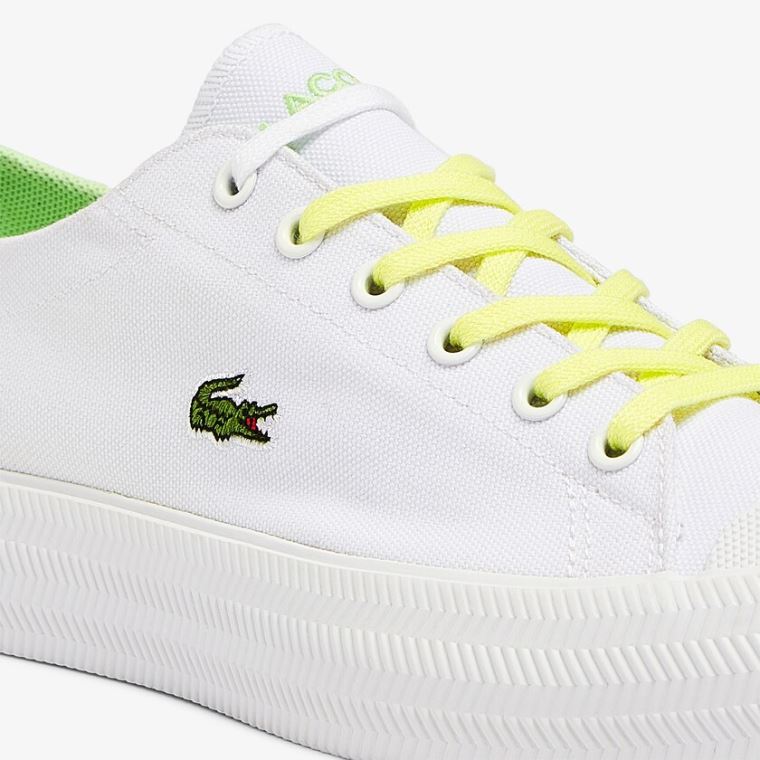 Lacoste Gripshot Canvas and Læder Sneakers Hvide Lysegul | 65xkgbW8