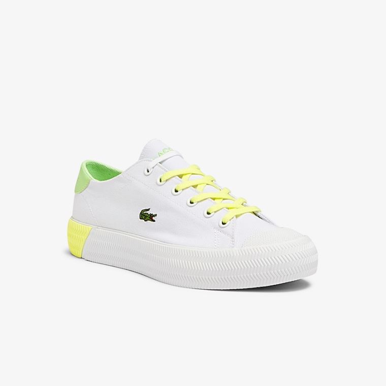 Lacoste Gripshot Canvas and Læder Sneakers Hvide Lysegul | 65xkgbW8