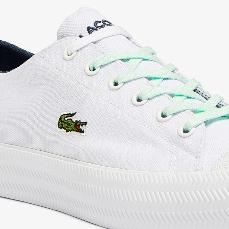 Lacoste Gripshot Canvas and Læder Sneakers Hvide Lyseblå | jt7PcTgv