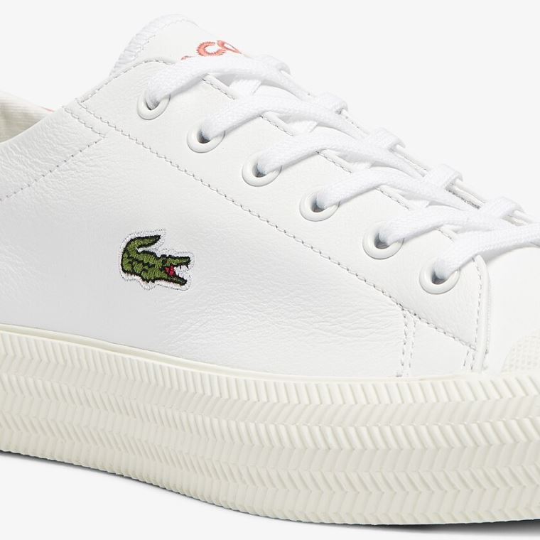 Lacoste Gripshot Læder and Ruskind Sneakers Hvide Beige | Rryo2cTU