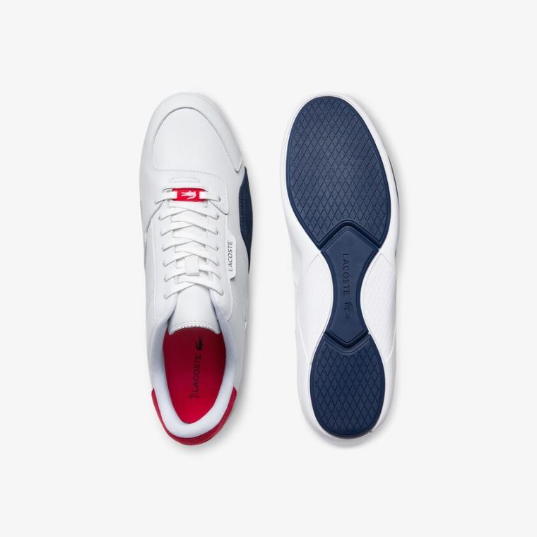 Lacoste Hapona Læder and Syntetisk Sneakers Hvide Mørkeblå Rød | nttwzAjq