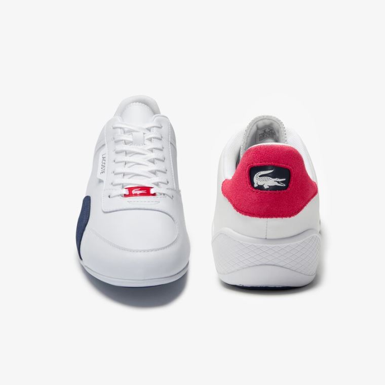 Lacoste Hapona Læder and Syntetisk Sneakers Hvide Mørkeblå Rød | nttwzAjq