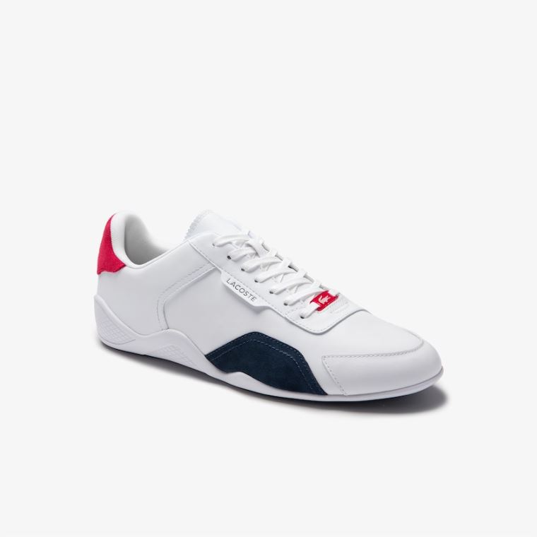 Lacoste Hapona Læder and Syntetisk Sneakers Hvide Mørkeblå Rød | nttwzAjq