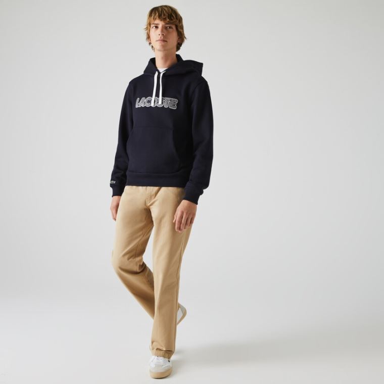 Lacoste Hætte Fleece Sweatshirt Mørkeblå Blå | s0jQB4ob