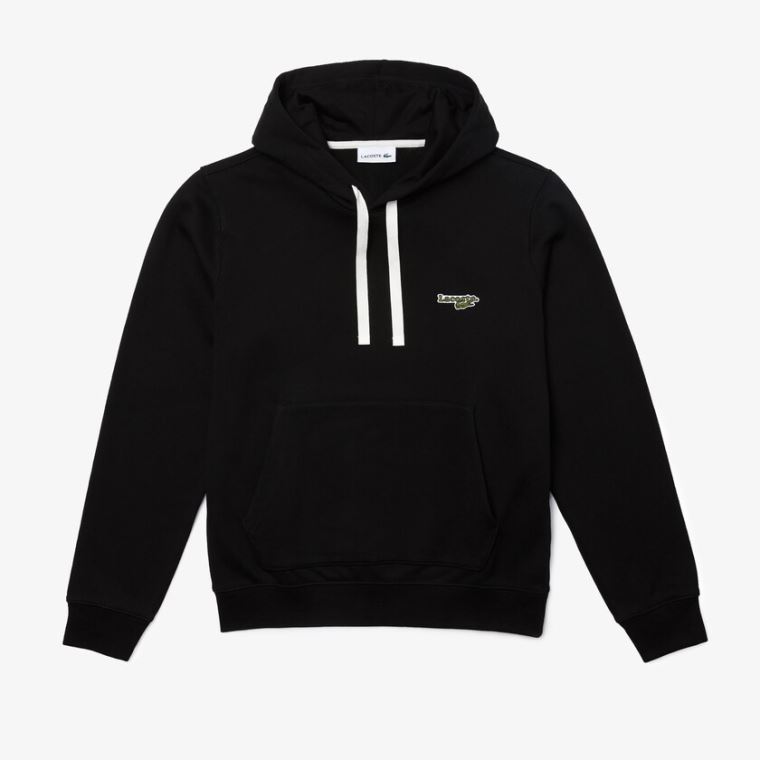 Lacoste Hætte Fleece Sweatshirt Sort | aPWEBiW7