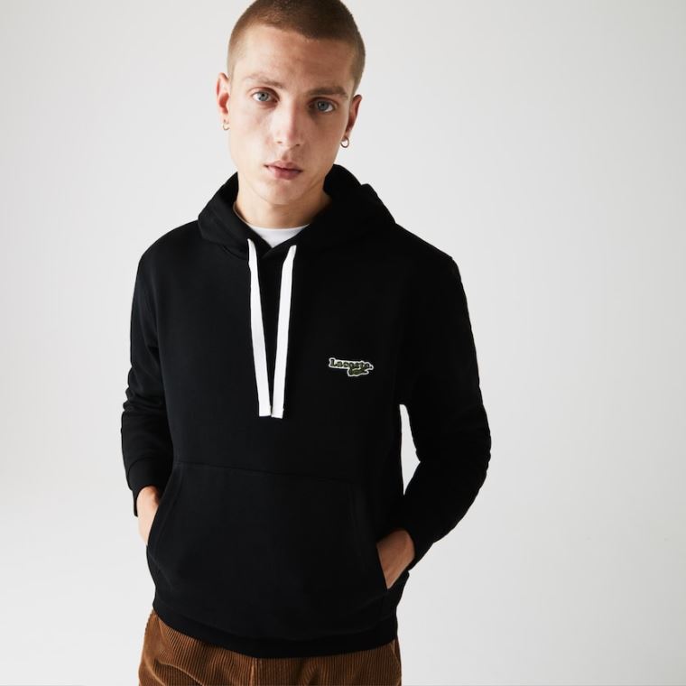 Lacoste Hætte Fleece Sweatshirt Sort | aPWEBiW7