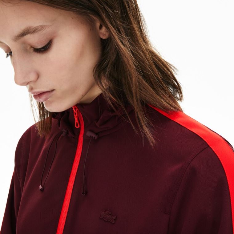 Lacoste Hætte Zip-Up Sweatshirt Mørkerød Rød | CfZ4fghz