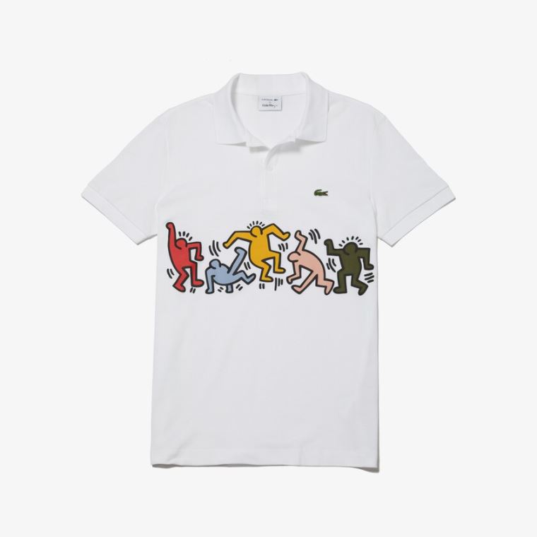 Lacoste Keith Haring Print Piqué Polo Hvide Hvide | EeIXItjW