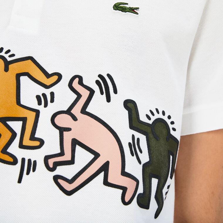 Lacoste Keith Haring Print Piqué Polo Hvide Hvide | EeIXItjW