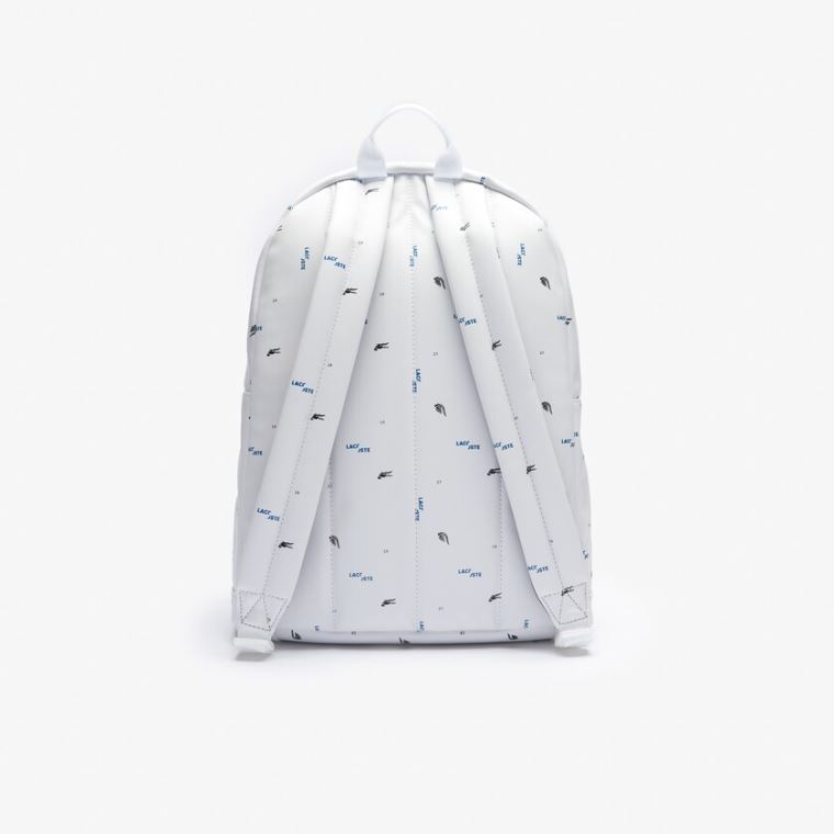 Lacoste LCST Printed Coated Canvas Backpack Hvide | kQG6LTzv