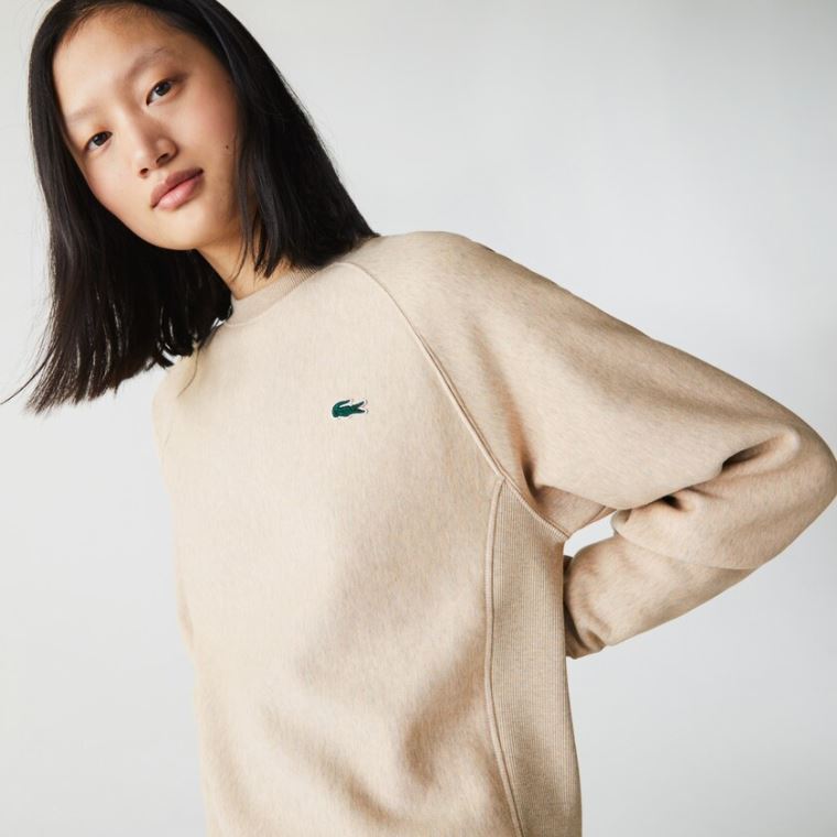 Lacoste LIVE Branded Fleece Sweatshirt Beige | ENVEOPtd