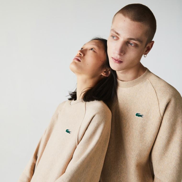 Lacoste LIVE Branded Fleece Sweatshirt Beige | ENVEOPtd